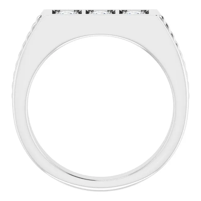 Three Stone 0.50 ctw Round Diamond Rope Design Men's Ring