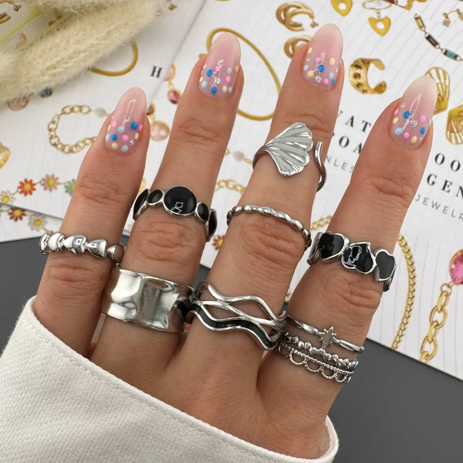 Tidal Shell Wrap Ring – Stainless Steel