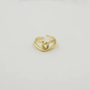 Tie Interlocked Adjustable Ring Gold Plated