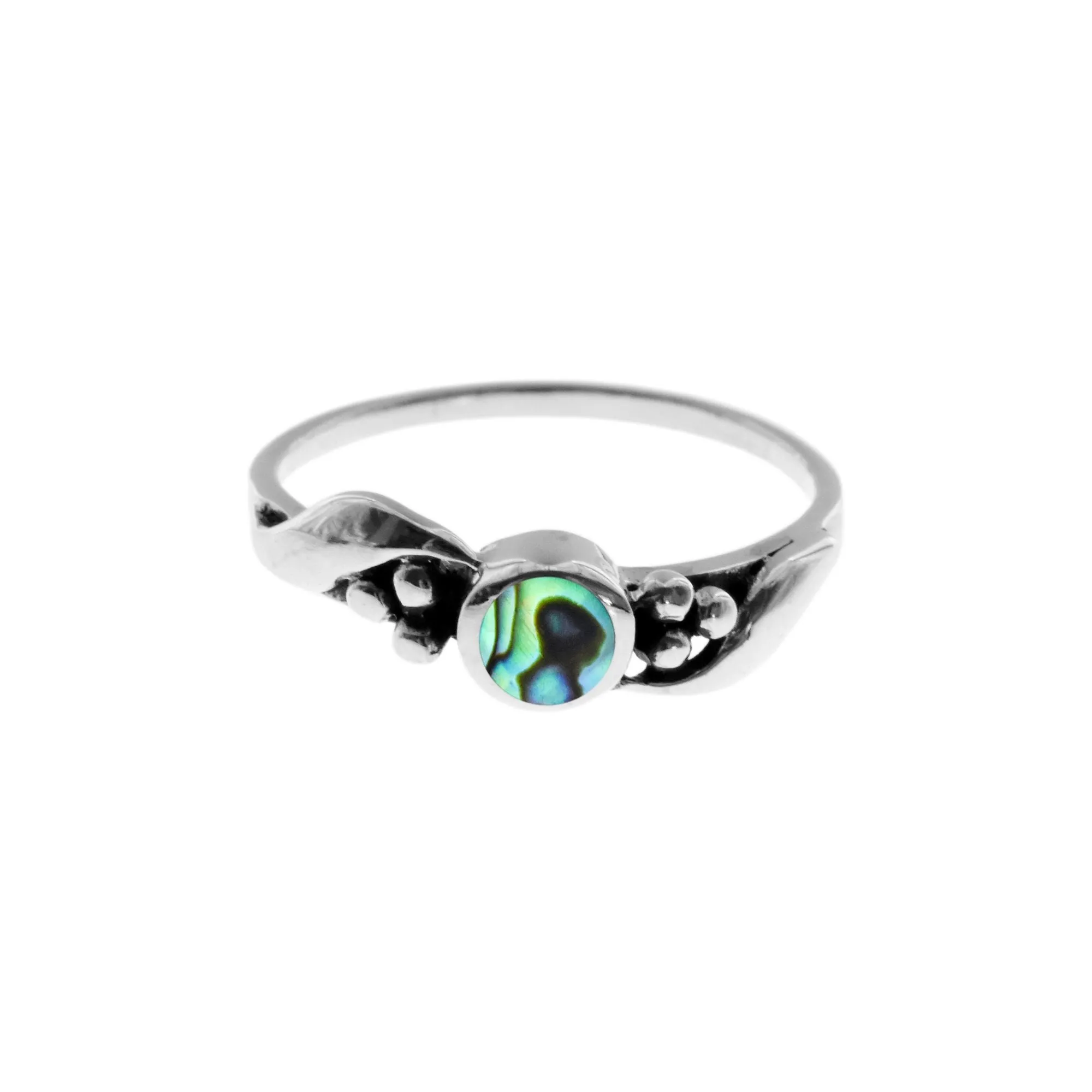 Tilly leaf and bud paua shell ring
