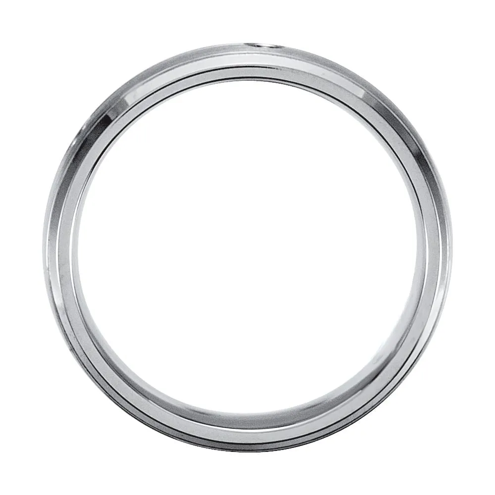 Titanium 5mm .18 CTW Diamond Satin & Beveled Edge Band Size 10