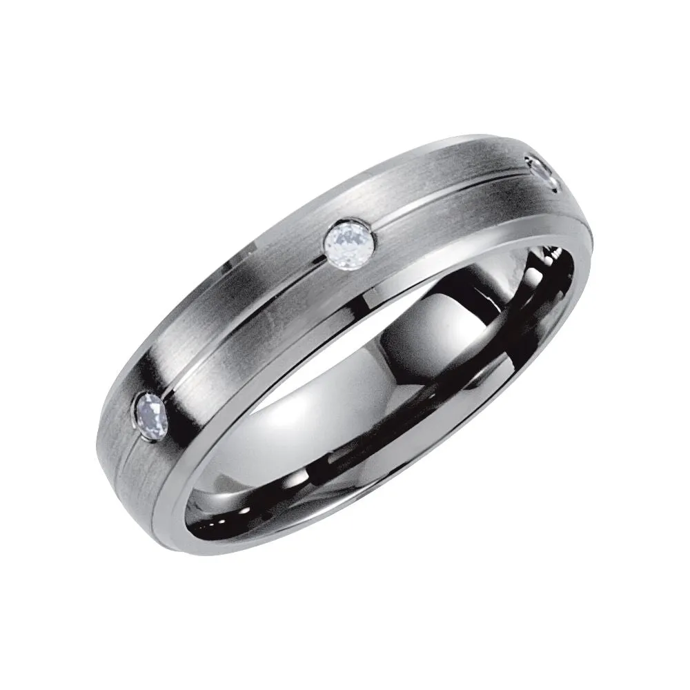 Titanium 5mm .18 CTW Diamond Satin & Beveled Edge Band Size 10