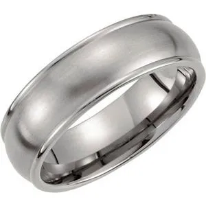 Titanium 7 mm Grooved & Satin Finish Band Size 9.5