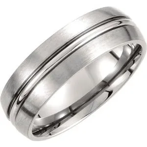 Titanium 7 mm Grooved & Satin Finished Band Size 9