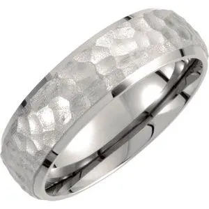 Titanium 7 mm Hammered Finish Beveled-Edge Band  Size 9