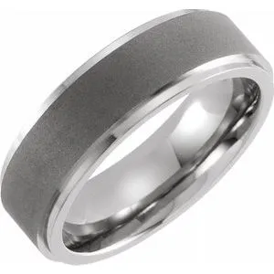 Titanium 7 mm Ridged Oxidized and Polished Band Size 12