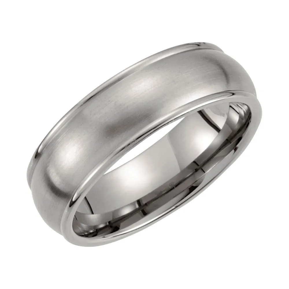 Titanium 7mm Grooved & Satin Finish Band Size 13