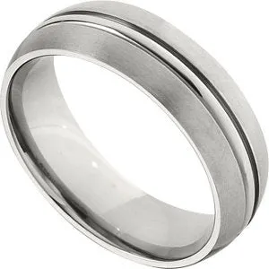 Titanium 7mm Grooved & Satin Finished Band Size 12.5