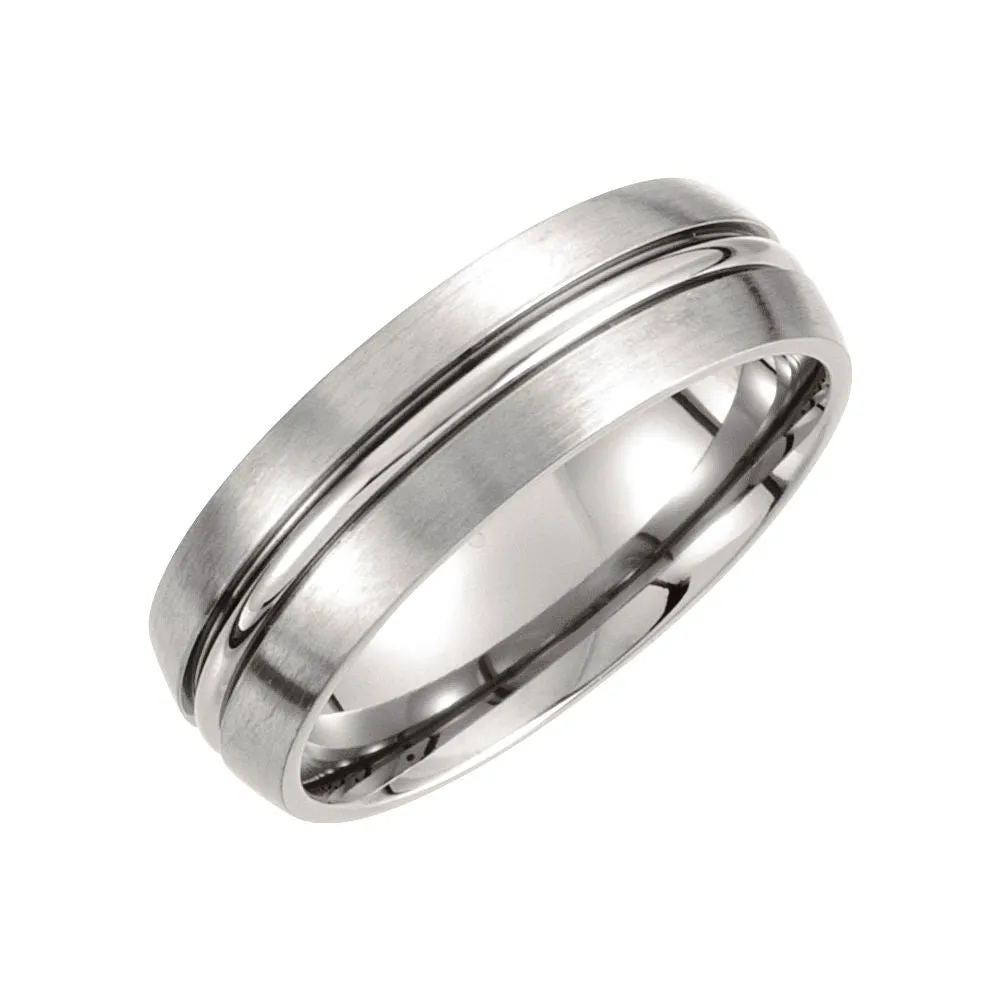 Titanium 7mm Grooved & Satin Finished Band Size 12.5