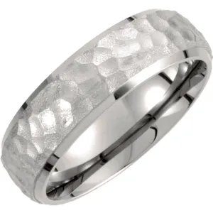 Titanium 7mm Hammered Finish Beveled Edge Band Size 9