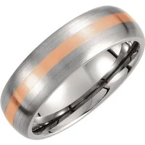 Titanium & 14K Rose Inlay 7 mm Satin Finish Band Size 10