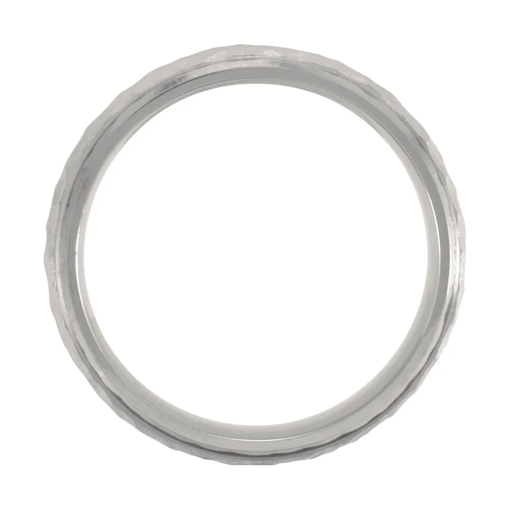 Titanium & Gold Immerse Plated 7mm Hammered Finish Beveled Edge Band Size 7.5