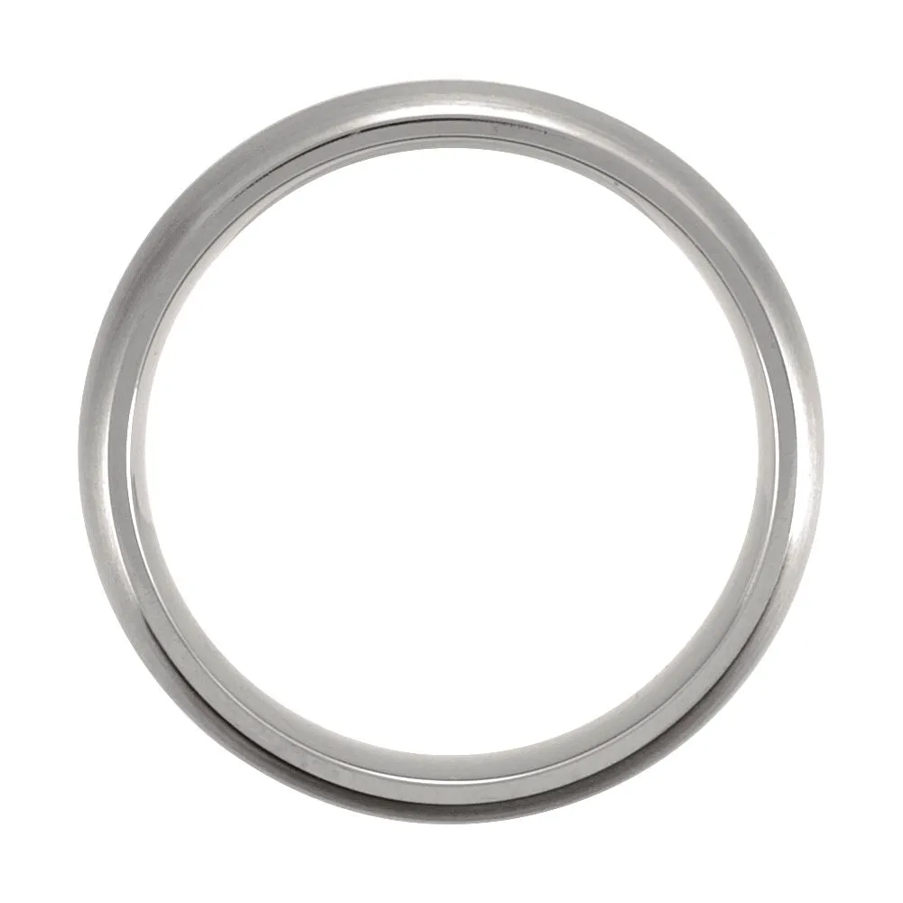 Titanium & Sterling Silver Inlay 7mm Satin Finish Domed Band Size 11.5