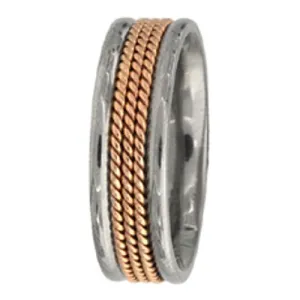 Titanium and Gold Hand Braided Ring Band