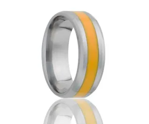 Titanium Beveled Edge Yellow Inlay Ring