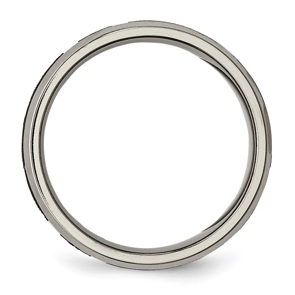 Titanium Brushed & Polished Cross Laser Design 8mm Beveled Edge Band