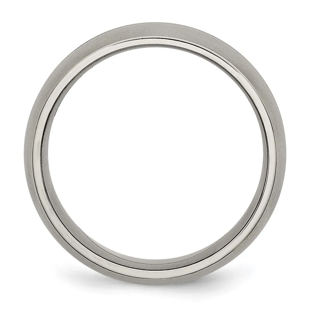 Titanium Brushed and Polished 8mm Grooved Band