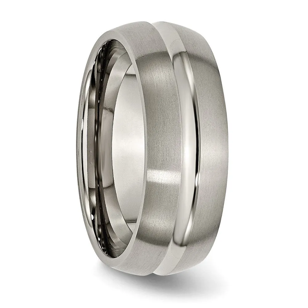 Titanium Brushed and Polished 8mm Grooved Band