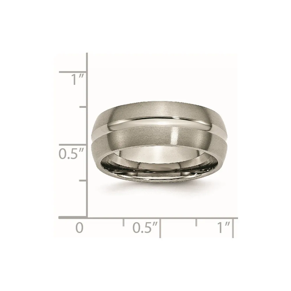 Titanium Brushed and Polished 8mm Grooved Band