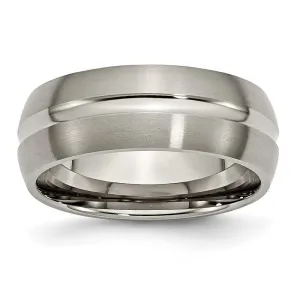 Titanium Brushed and Polished 8mm Grooved Band