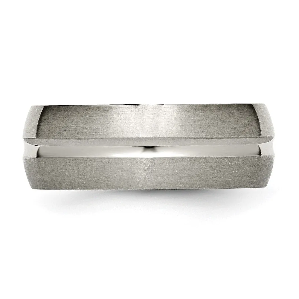 Titanium Brushed and Polished 8mm Grooved Band