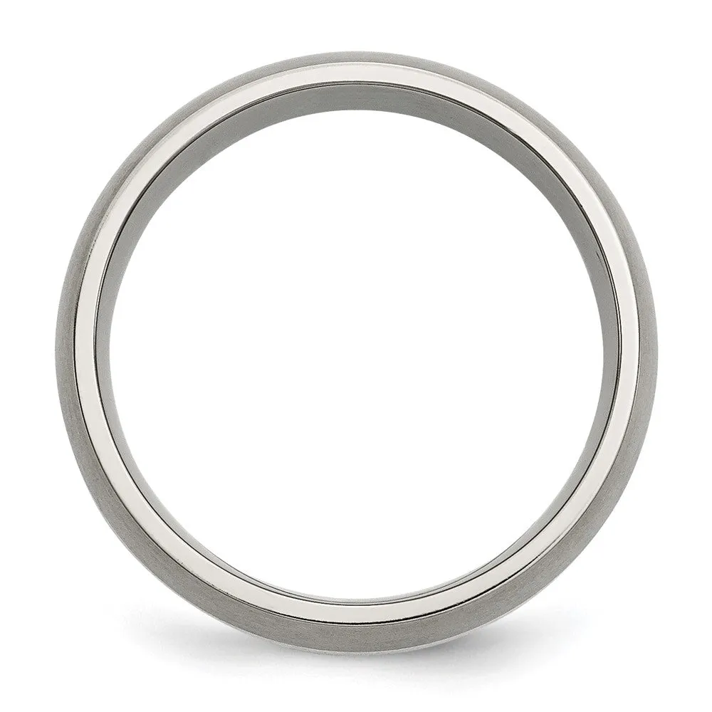 Titanium Brushed w/Sterling Silver Inlay 8mm Band