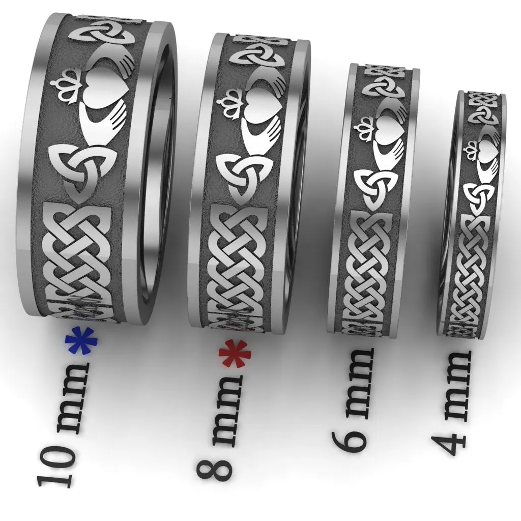 Titanium Claddagh Wedding Ring Set 1 - UCL1-10M8M-TITAN-FLAT
