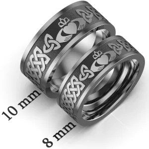 Titanium Claddagh Wedding Ring Set 1 - UCL1-10M8M-TITAN-FLAT