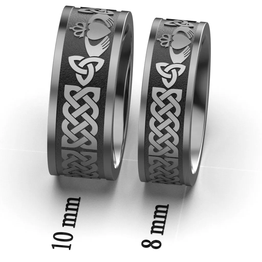 Titanium Claddagh Wedding Ring Set 1 - UCL1-10M8M-TITAN-FLAT