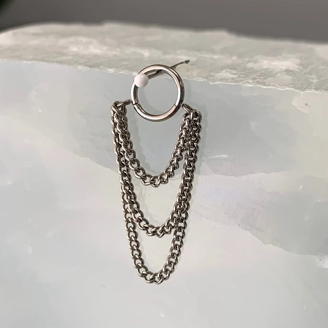 Titanium Clicker Ring with Three Chains