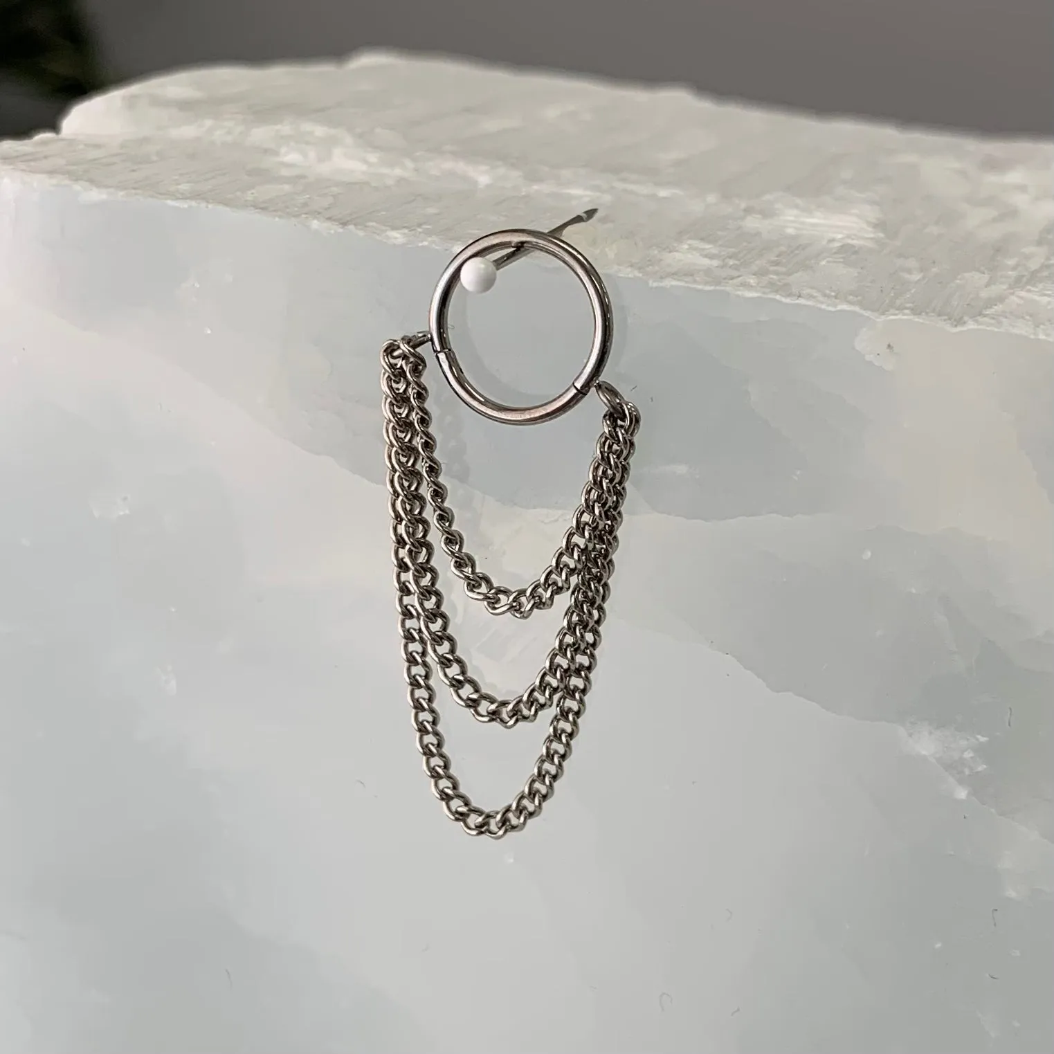 Titanium Clicker Ring with Three Chains