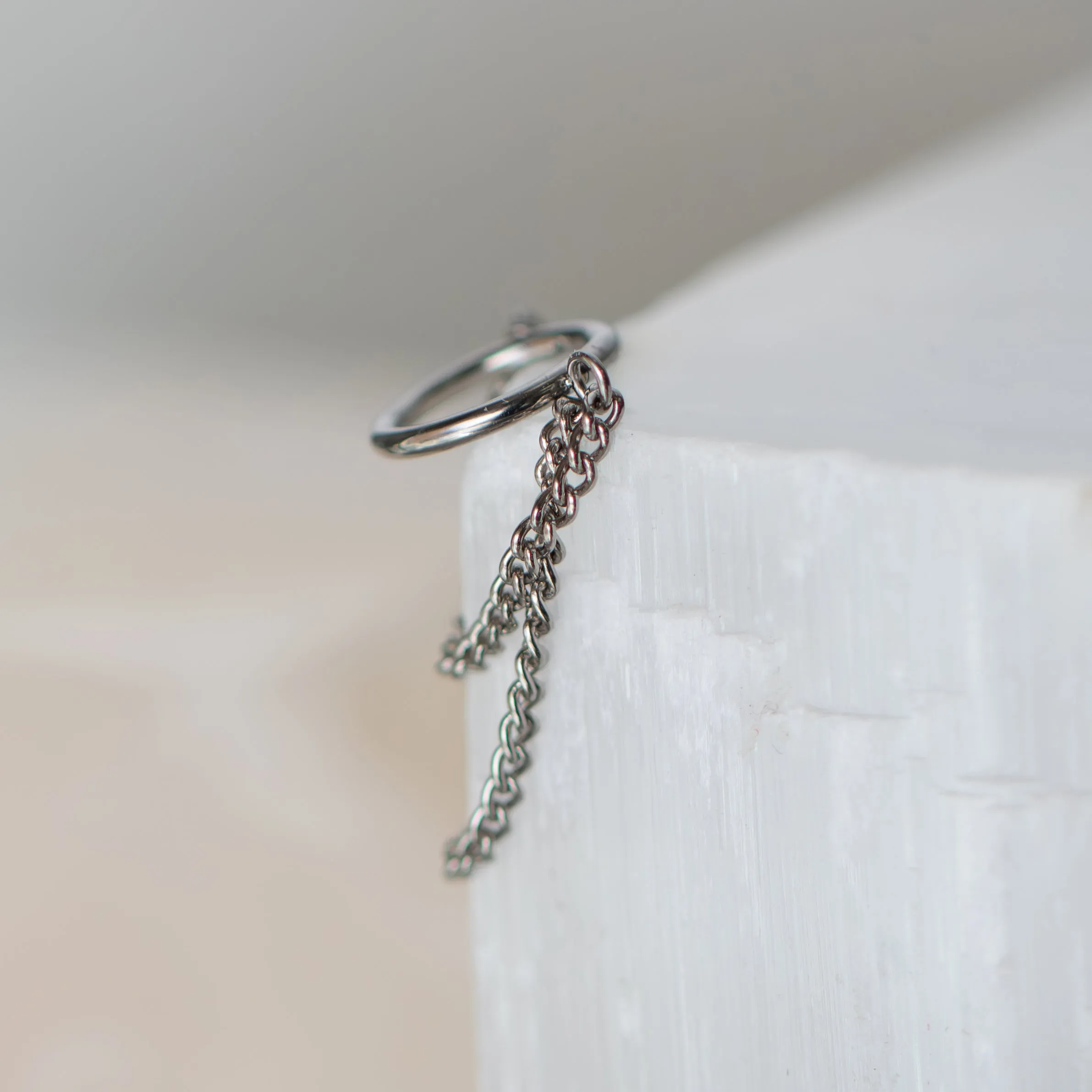 Titanium Clicker Ring with Two Chains