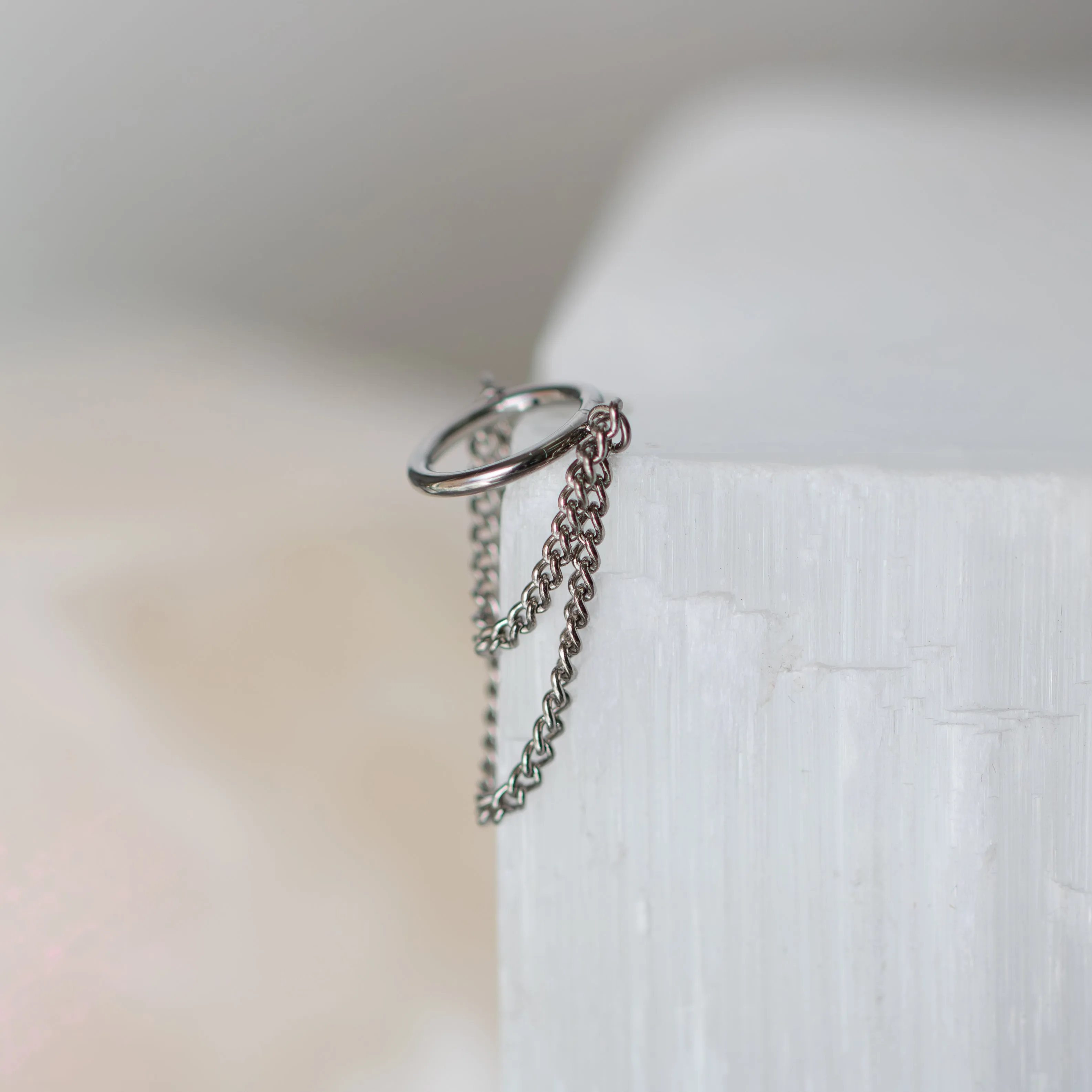 Titanium Clicker Ring with Two Chains