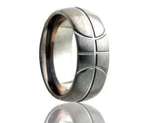 Titanium Dome Basketball Pattern Ring