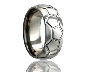 Titanium Dome Soccer Ball Pattern Ring