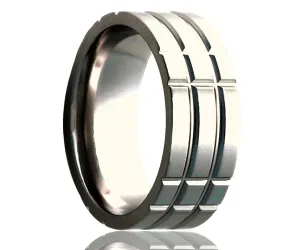 Titanium Flat Intersecting Grooves Milled Ring