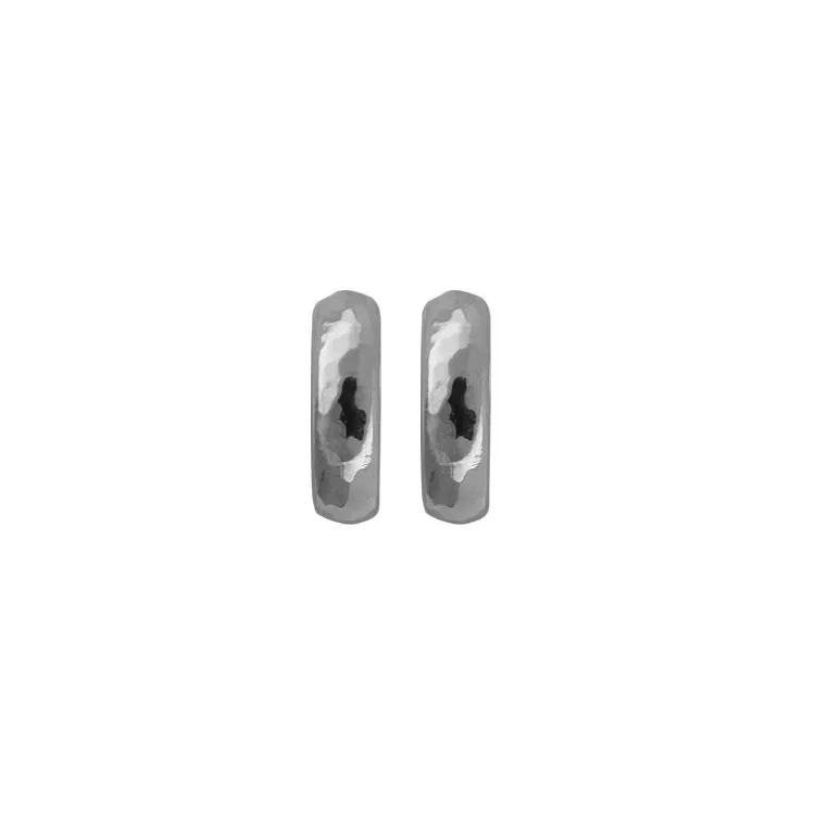 Titanium - huggie earrings - Polished / Flat Hammered