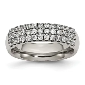 Titanium multi row cubic zirconia ring