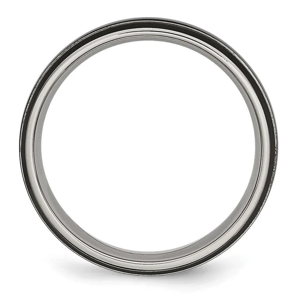 Titanium Polished Black IP-plated 6mm Grooved Band