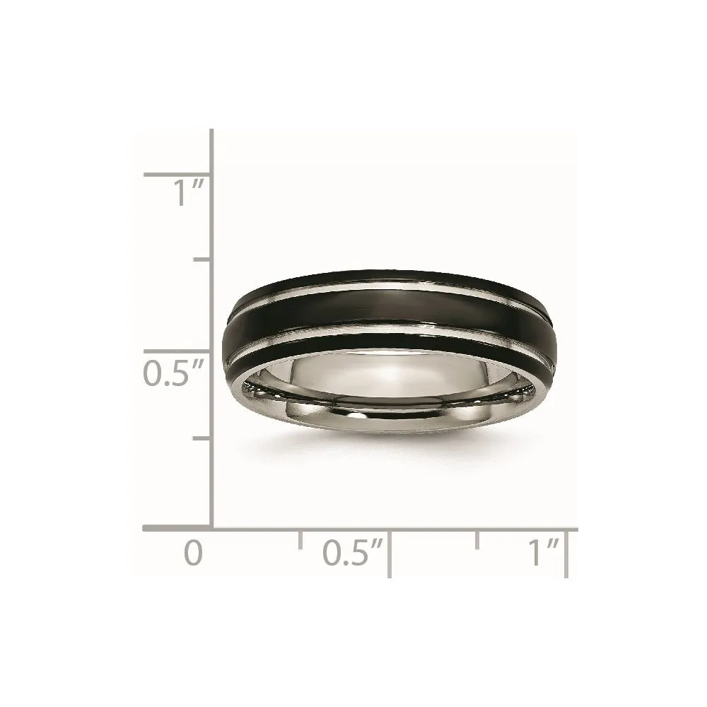 Titanium Polished Black IP-plated 6mm Grooved Band