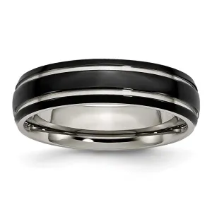 Titanium Polished Black IP-plated 6mm Grooved Band