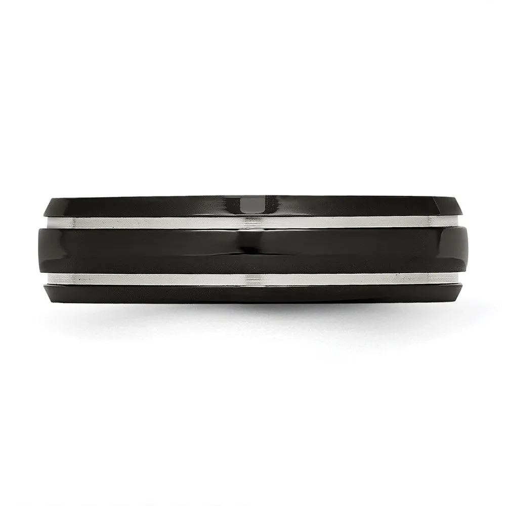 Titanium Polished Black IP-plated 6mm Grooved Band