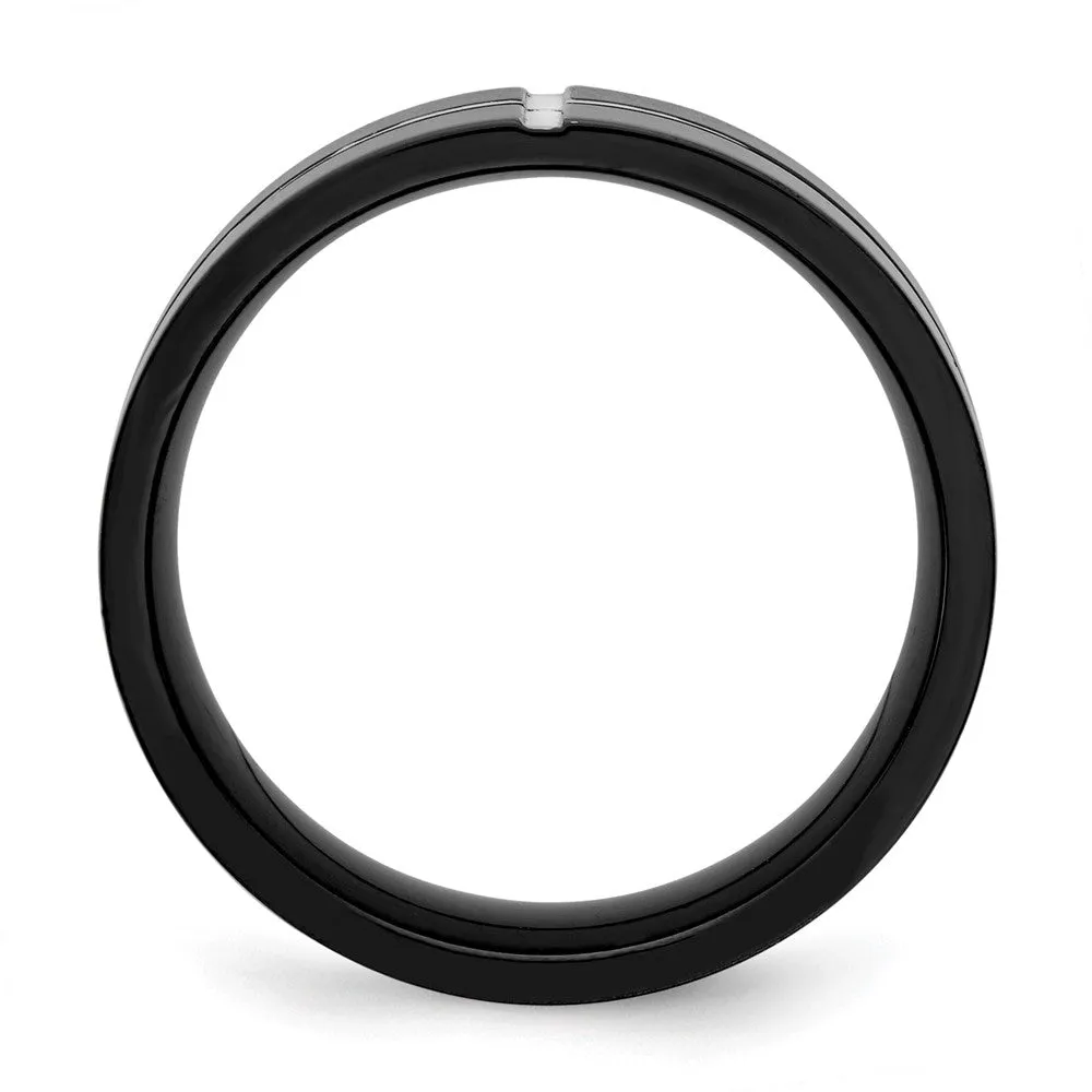 Titanium Polished Black IP-plated 8mm Grooved Comfort Fit Band