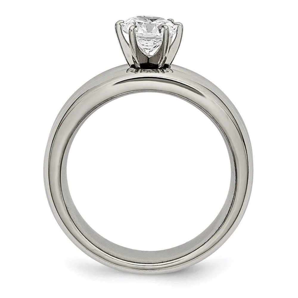 Titanium Polished with CZ Ring