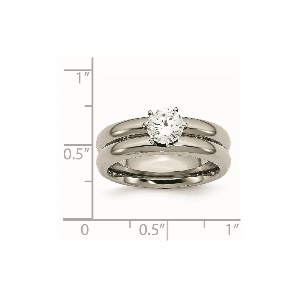 Titanium Polished with CZ Ring