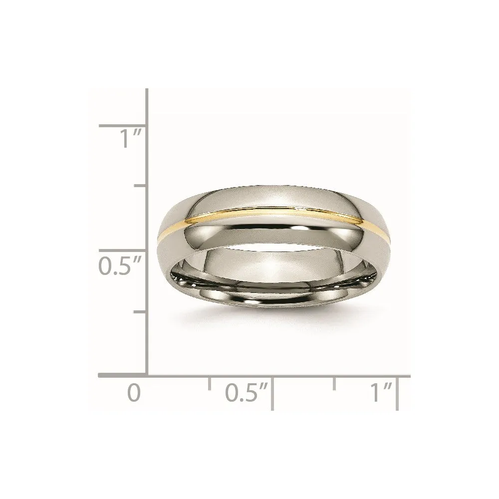 Titanium Polished Yellow IP-plated 6mm Grooved Band