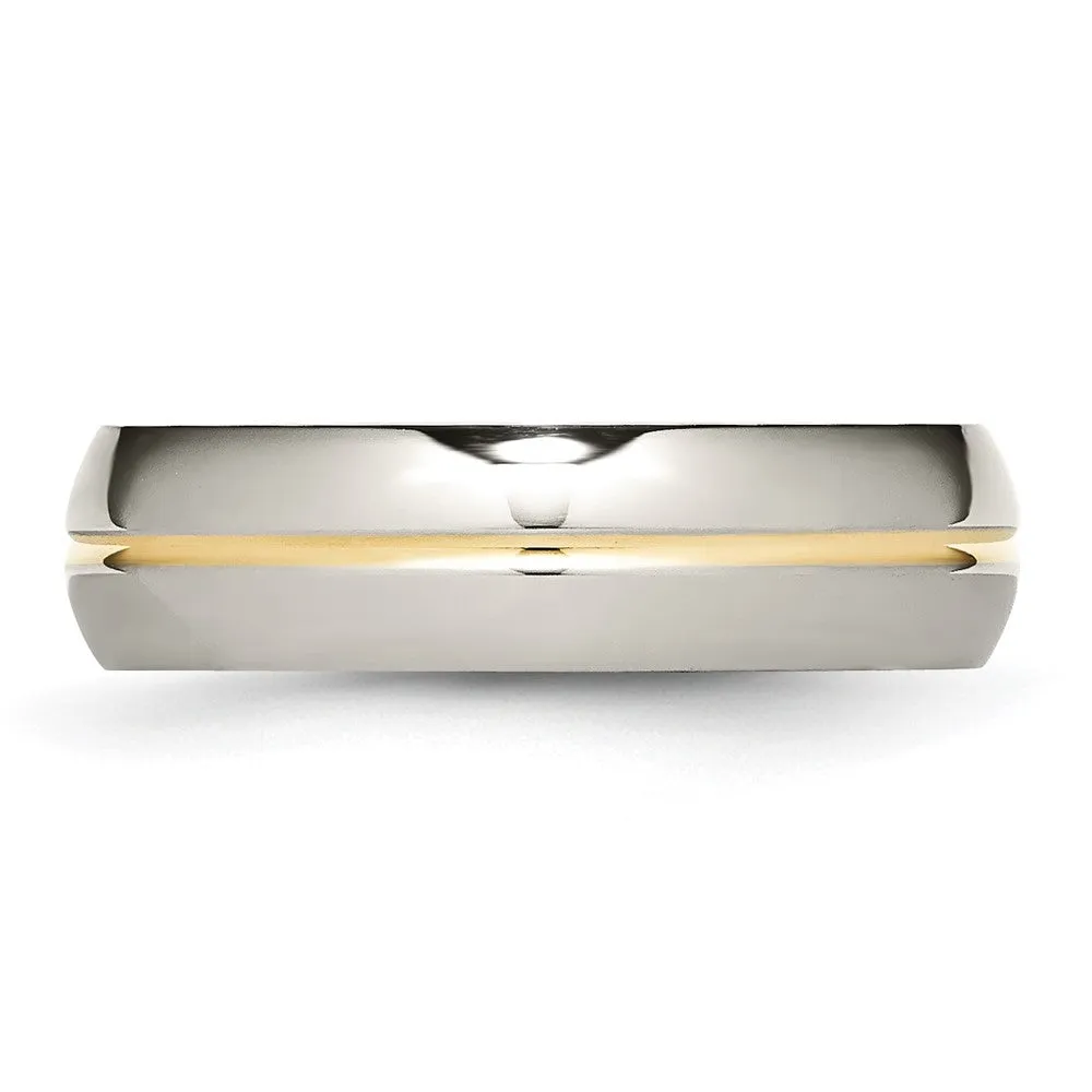Titanium Polished Yellow IP-plated 6mm Grooved Band