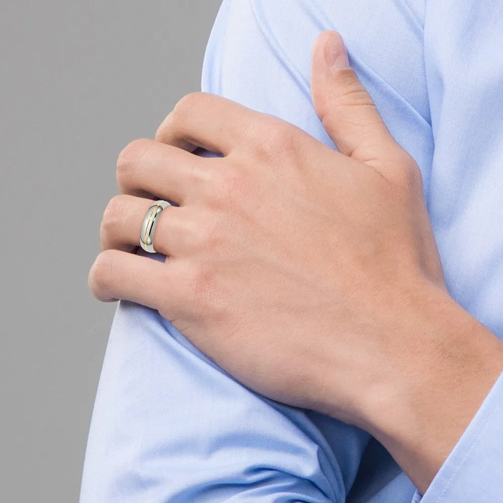 Titanium Polished Yellow IP-plated 6mm Grooved Band