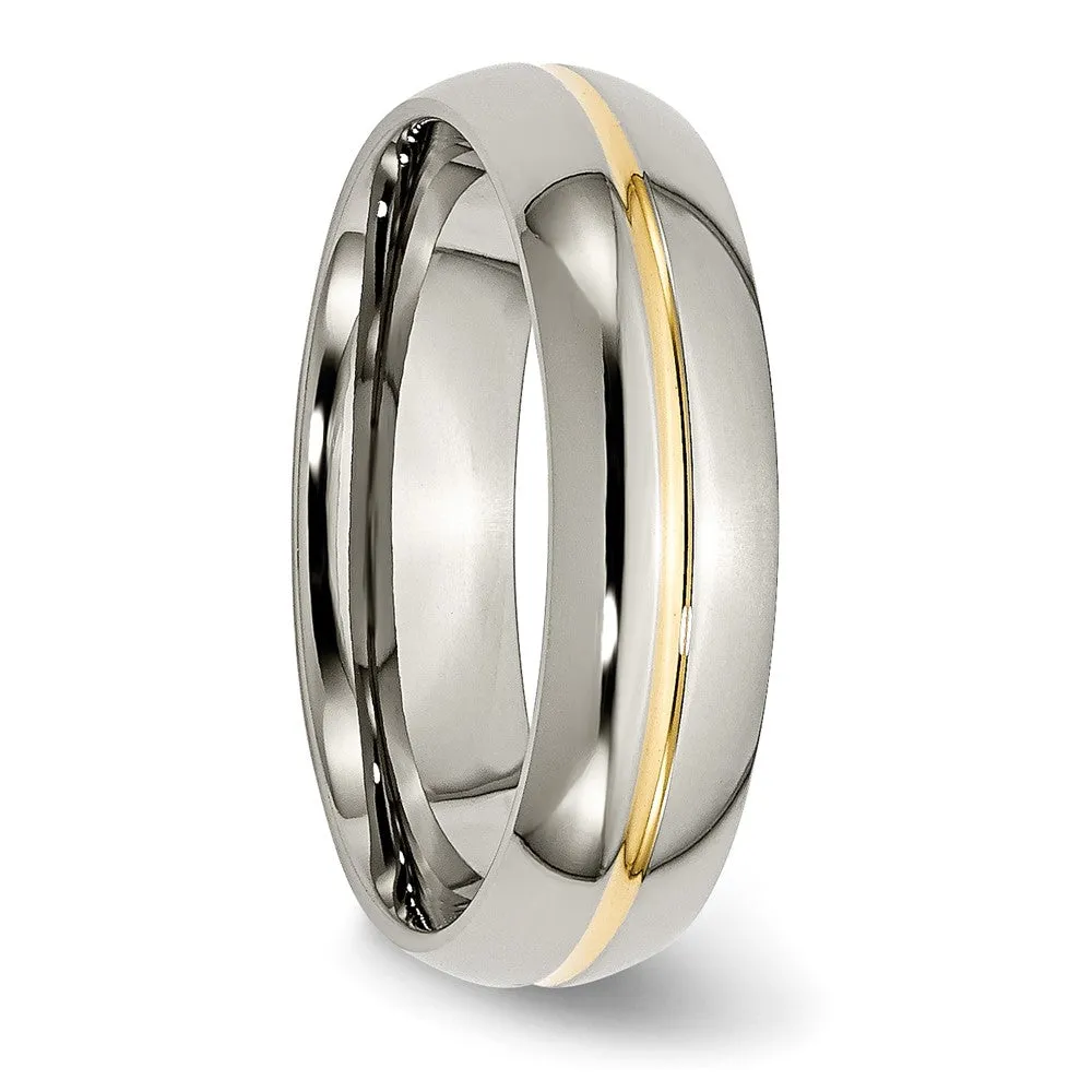 Titanium Polished Yellow IP-plated 6mm Grooved Band
