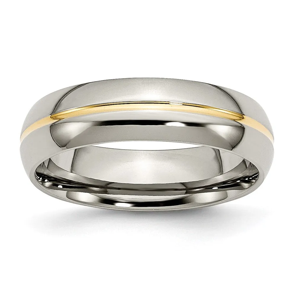 Titanium Polished Yellow IP-plated 6mm Grooved Band